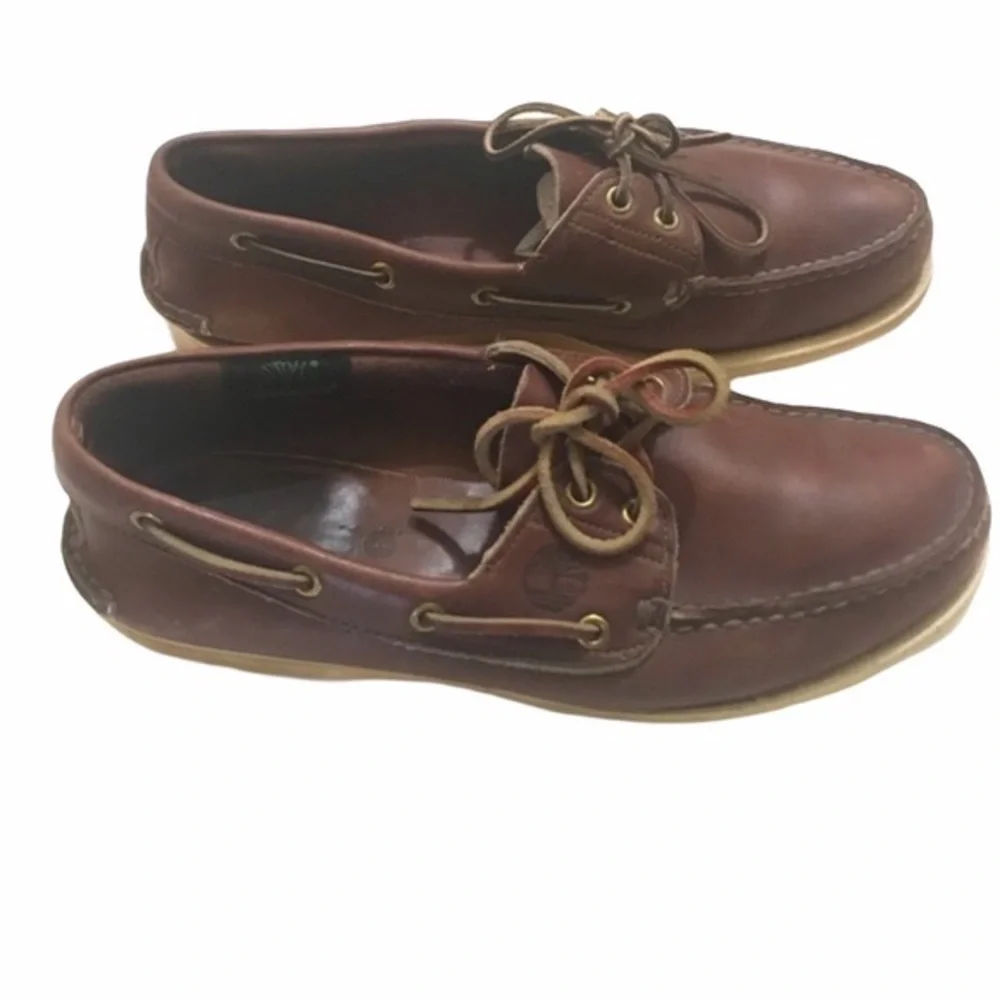 Timberland Leather Loafer Boat Shoes Brown School Classic Preppy Academia Sz 10N